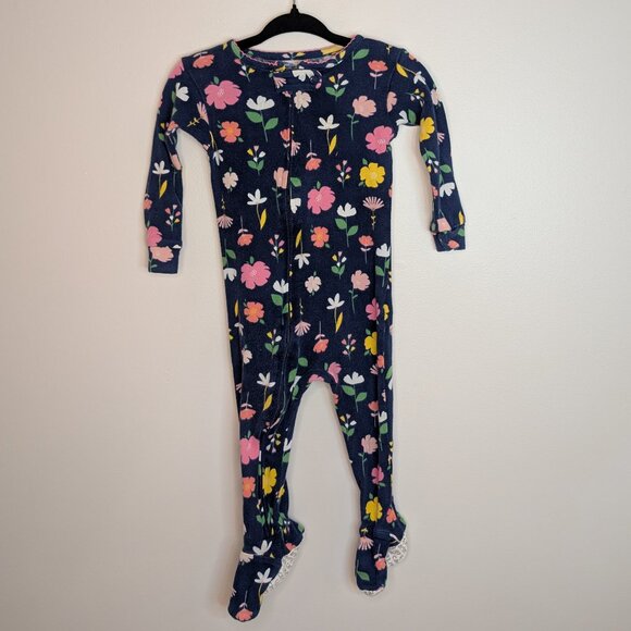 💛 4 for 10 💛 Carter's 12M Navy Floral Sleeper 100% Cotton - Picture 1 of 4